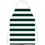 Horizontal Stripes - White and Deep Green Full Print Apron