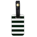 Horizontal Stripes - White and Deep Green Luggage Tag (One Side)
