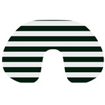 Horizontal Stripes - White and Deep Green Travel Neck Pillow