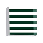 Horizontal Stripes - White and Deep Green 4 x 4  Acrylic Photo Block