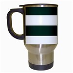 Horizontal Stripes - White and Deep Green Travel Mug (White)
