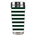 Horizontal Stripes - White and Deep Green Stainless Steel Travel Tumbler