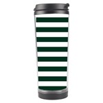 Horizontal Stripes - White and Deep Green Travel Tumbler