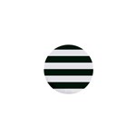 Horizontal Stripes - White and Deep Green 1  Mini Button
