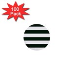 Horizontal Stripes - White and Deep Green 1  Mini Button (100 pack)