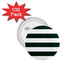 Horizontal Stripes - White and Deep Green 1.75  Button (100 pack)