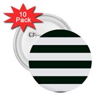 Horizontal Stripes - White and Deep Green 2.25  Button (10 pack)