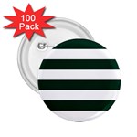 Horizontal Stripes - White and Deep Green 2.25  Button (100 pack)