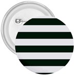 Horizontal Stripes - White and Deep Green 3  Button