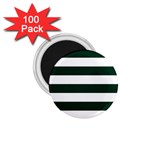 Horizontal Stripes - White and Deep Green 1.75  Magnet (100 pack)