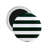 Horizontal Stripes - White and Deep Green 2.25  Magnet