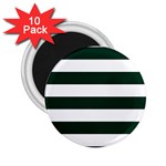 Horizontal Stripes - White and Deep Green 2.25  Magnet (10 pack)