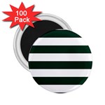 Horizontal Stripes - White and Deep Green 2.25  Magnet (100 pack)