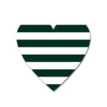 Horizontal Stripes - White and Deep Green Magnet (Heart)