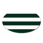 Horizontal Stripes - White and Deep Green Magnet (Oval)