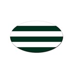 Horizontal Stripes - White and Deep Green Sticker Oval (10 pack)