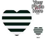 Horizontal Stripes - White and Deep Green Multi-purpose Cards (Heart)