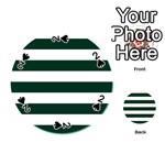 Horizontal Stripes - White and Deep Green Playing Cards 54 (Round)