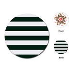 Horizontal Stripes - White and Deep Green Playing Cards (Round)