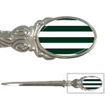 Horizontal Stripes - White and Deep Green Letter Opener