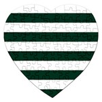 Horizontal Stripes - White and Deep Green Jigsaw Puzzle (Heart)