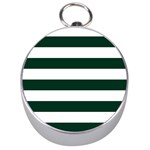 Horizontal Stripes - White and Deep Green Silver Compass