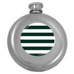 Horizontal Stripes - White and Deep Green Hip Flask (5 oz)