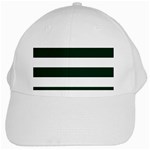 Horizontal Stripes - White and Deep Green White Cap