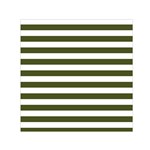 Horizontal Stripes - White and Army Green Small Satin Scarf  (Square)