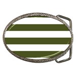 Horizontal Stripes - White and Army Green Belt Buckle