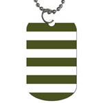 Horizontal Stripes - White and Army Green Dog Tag (Two Sides)
