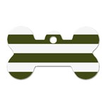 Horizontal Stripes - White and Army Green Dog Tag Bone (Two Sides)