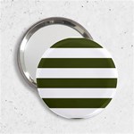 Horizontal Stripes - White and Army Green 2.25  Handbag Mirror