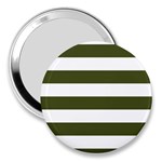 Horizontal Stripes - White and Army Green 3  Handbag Mirror