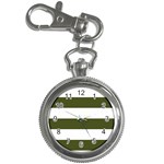 Horizontal Stripes - White and Army Green Key Chain Watch
