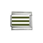 Horizontal Stripes - White and Army Green Italian Charm (9mm)