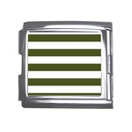 Horizontal Stripes - White and Army Green Mega Link Italian Charm (18mm)