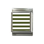 Horizontal Stripes - White and Army Green Italian Charm (13mm)