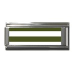 Horizontal Stripes - White and Army Green Superlink Italian Charm (9mm)