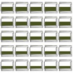 Horizontal Stripes - White and Army Green 9mm Italian Charm (25 pack)
