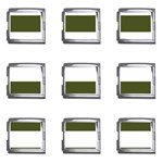 Horizontal Stripes - White and Army Green Mega Link Italian Charm (9 pack)