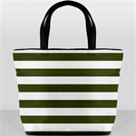 Horizontal Stripes - White and Army Green Bucket Bag