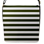 Horizontal Stripes - White and Army Green Flap Closure Messenger Bag (S)