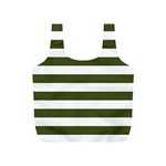 Horizontal Stripes - White and Army Green Full Print Recycle Bag (S)