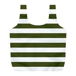 Horizontal Stripes - White and Army Green Full Print Recycle Bag (L)