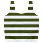 Horizontal Stripes - White and Army Green Full Print Recycle Bag (XL)