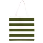 Horizontal Stripes - White and Army Green Grocery Light Tote Bag