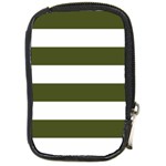 Horizontal Stripes - White and Army Green Compact Camera Leather Case