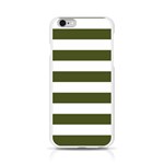 Horizontal Stripes - White and Army Green Apple iPhone 6/6S Silicone Case (Transparent)