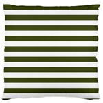 Horizontal Stripes - White and Army Green Large Cushion Case (One Side)